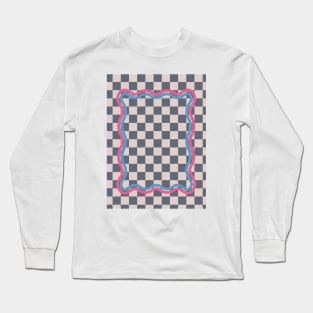 90s Checkerboard Blue Denim Long Sleeve T-Shirt